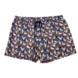 Kirrin Finch Cabana Shorts Mens 2XL Pelican Print Tropical Beach Cotton Pockets
